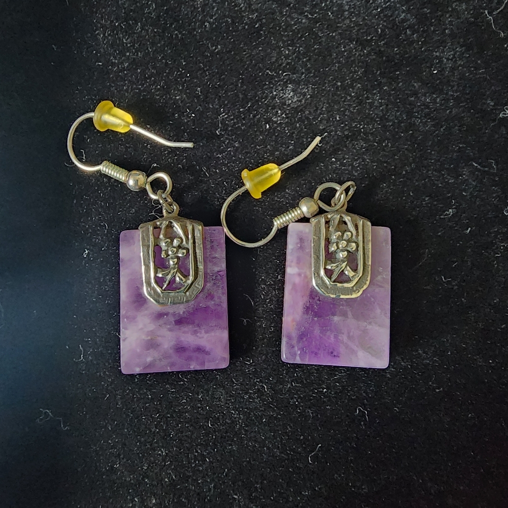 Handmade Silver and Purple Crystal Earrings. UNIQUE.